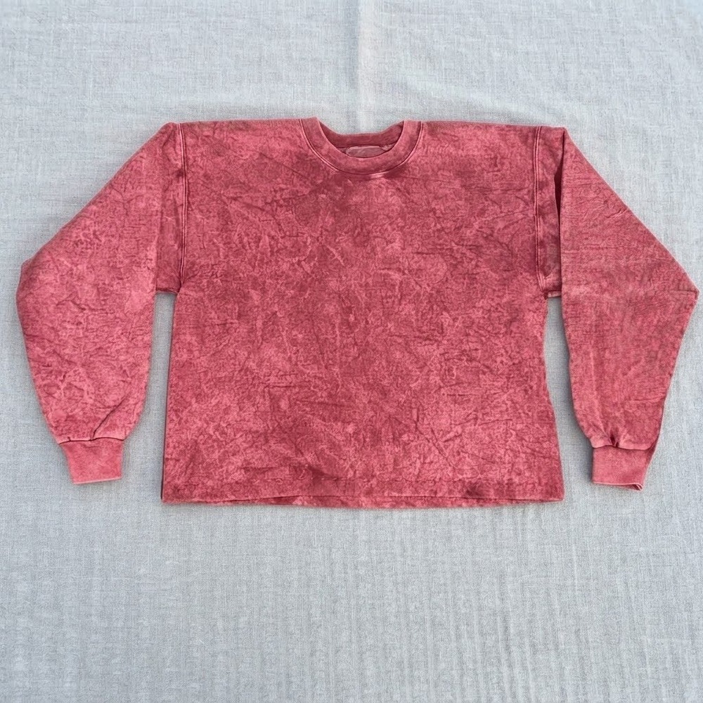 Stone Aged Rockwear Red Acid Wash Sweatshirt Boxy Stone Washed Cotton Pullover